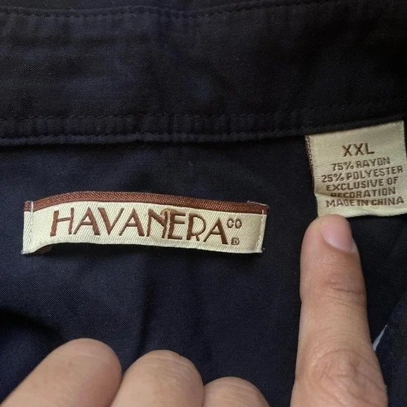 2XL Black & White Havanera Button Up Shirt - Picture 3 of 3